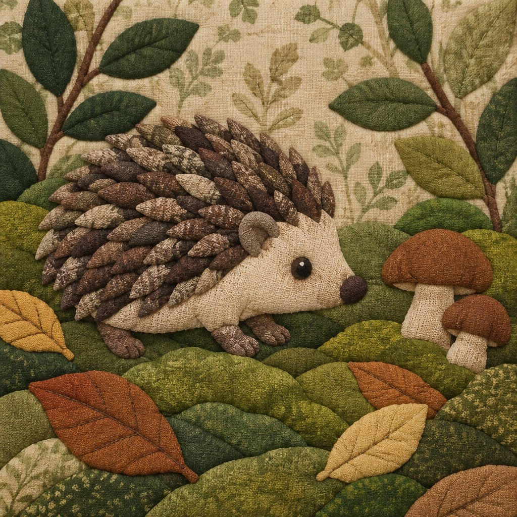 Woodland Hedgehog no-sew fabric art kit