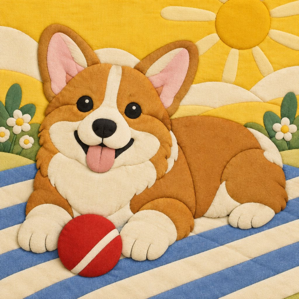 Sunny Corgi – No-Sew Fabric Art Kit