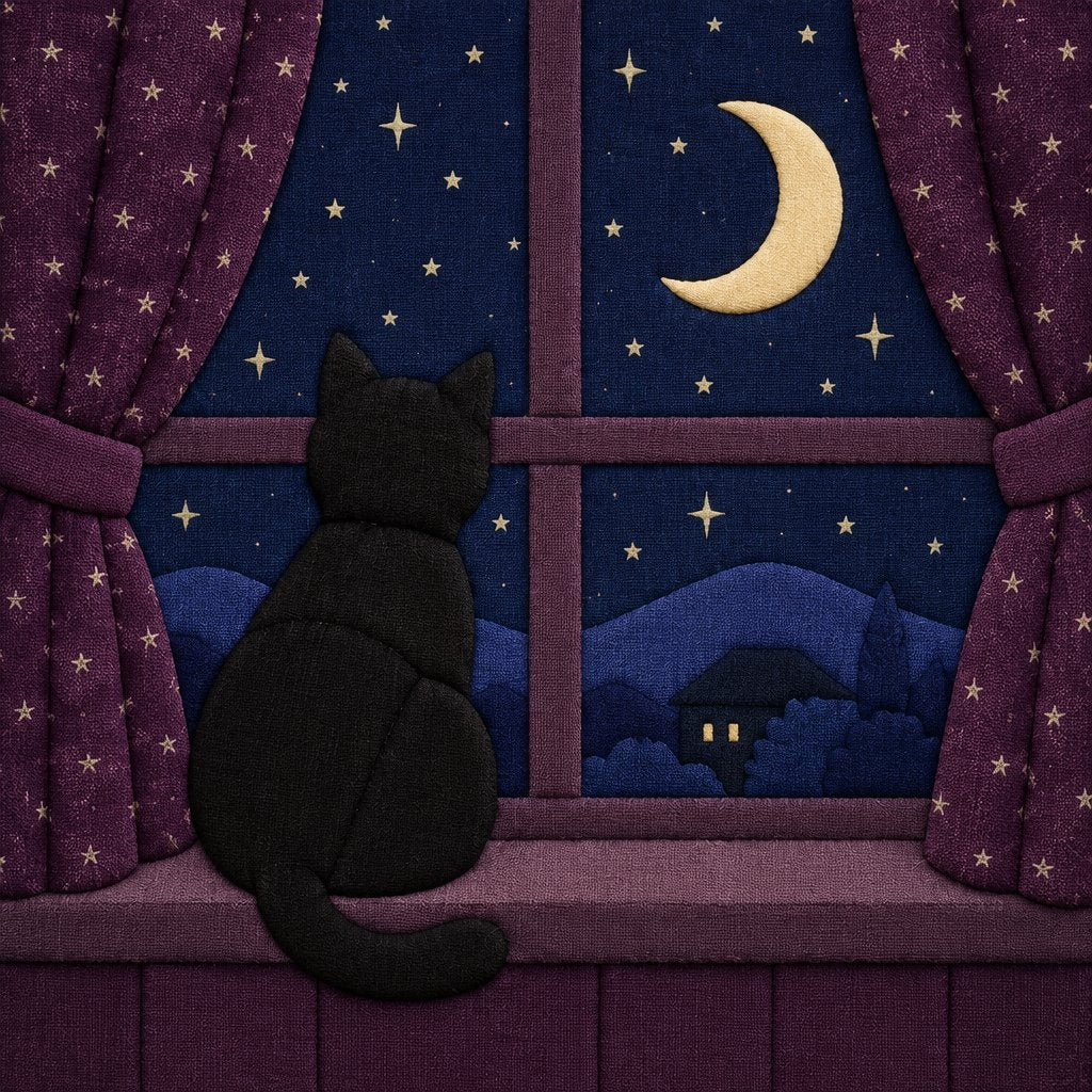 Moonlight Cat – No-Sew Fabric Art Kit