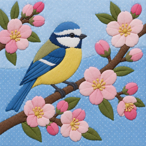 Blossom Blue Tit no-sew fabric art kit