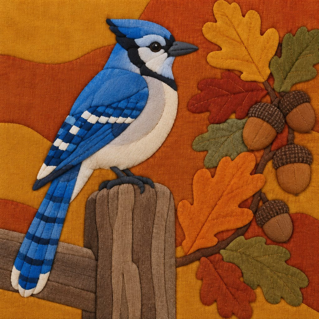 Autumn Blue Jay no-sew fabric art kit