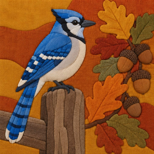 Autumn Blue Jay no-sew fabric art kit