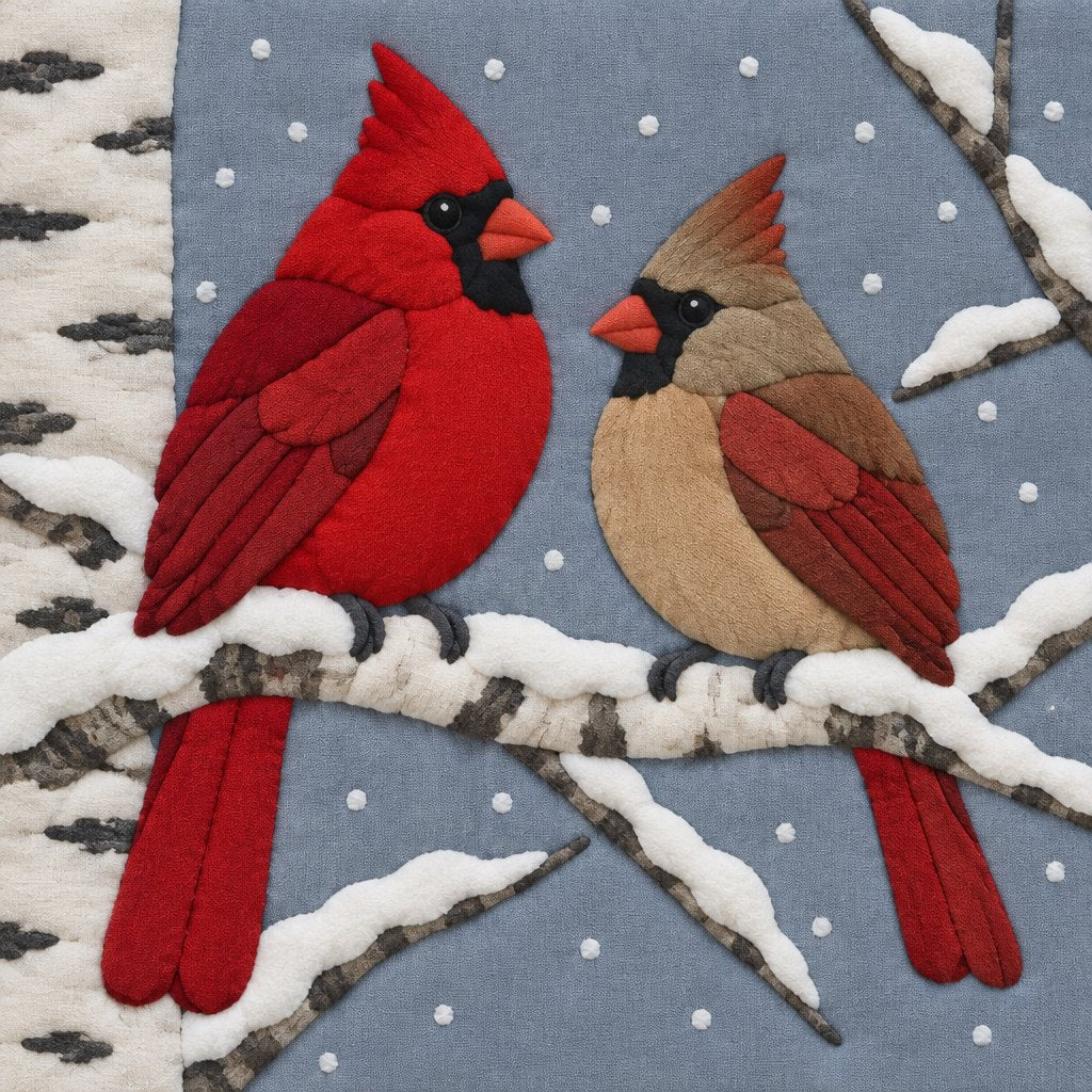 Snowy Cardinals no-sew fabric art kit