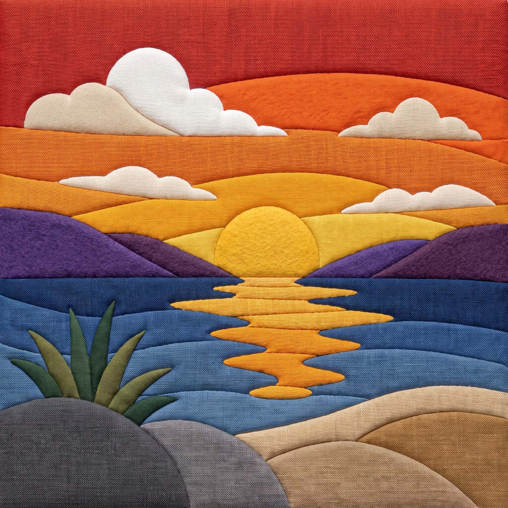 Golden Sea Sunset – No-Sew Fabric Art Kit