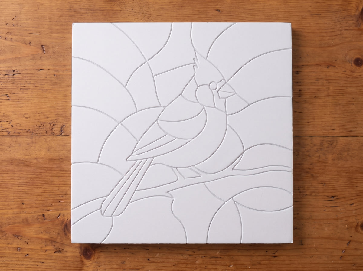 Blank cardinal design board before fabric
