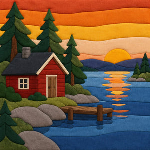 Lake Cabin Sunset – No-Sew Fabric Art Kit