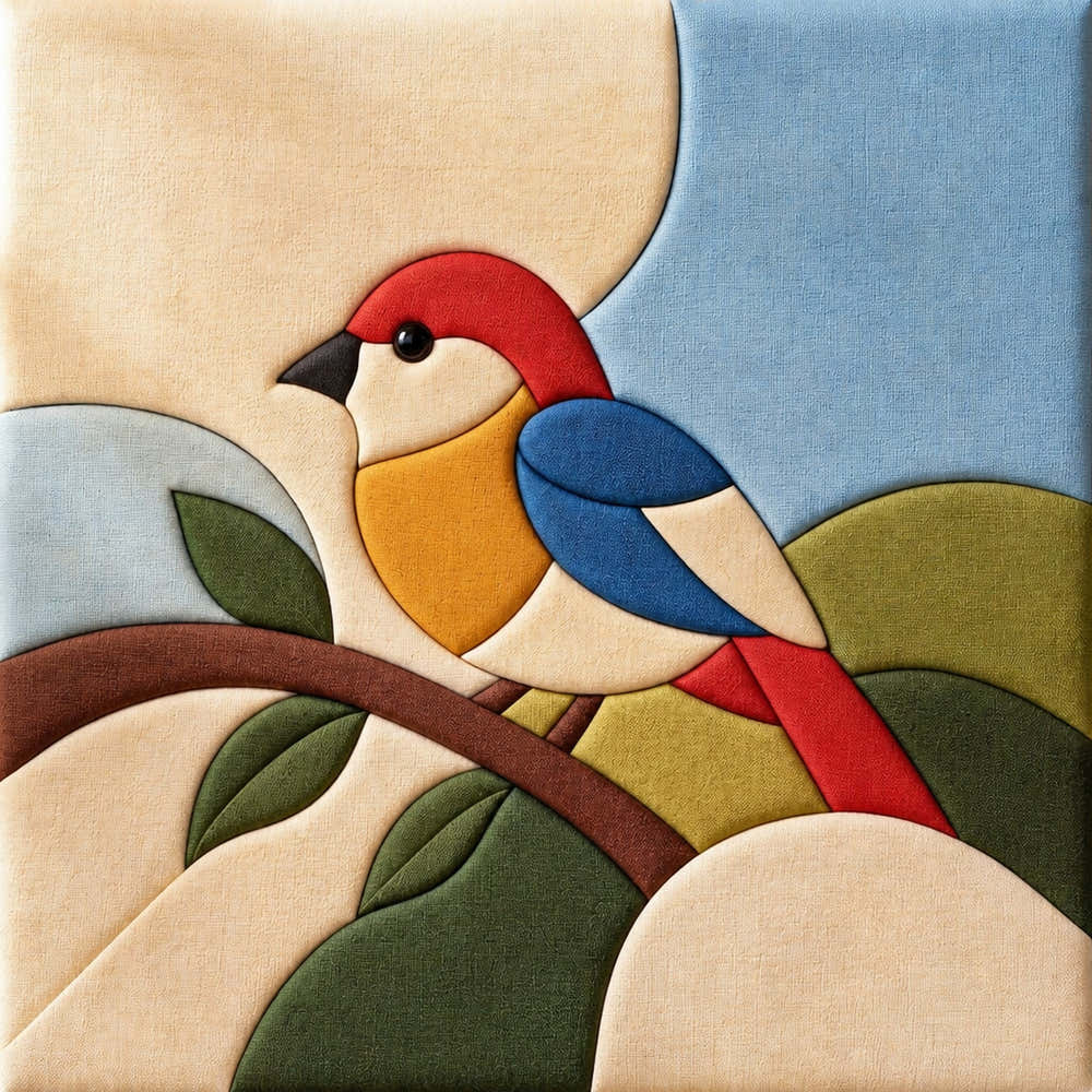 Patchwork Songbird – No-Sew Fabric Art Kit