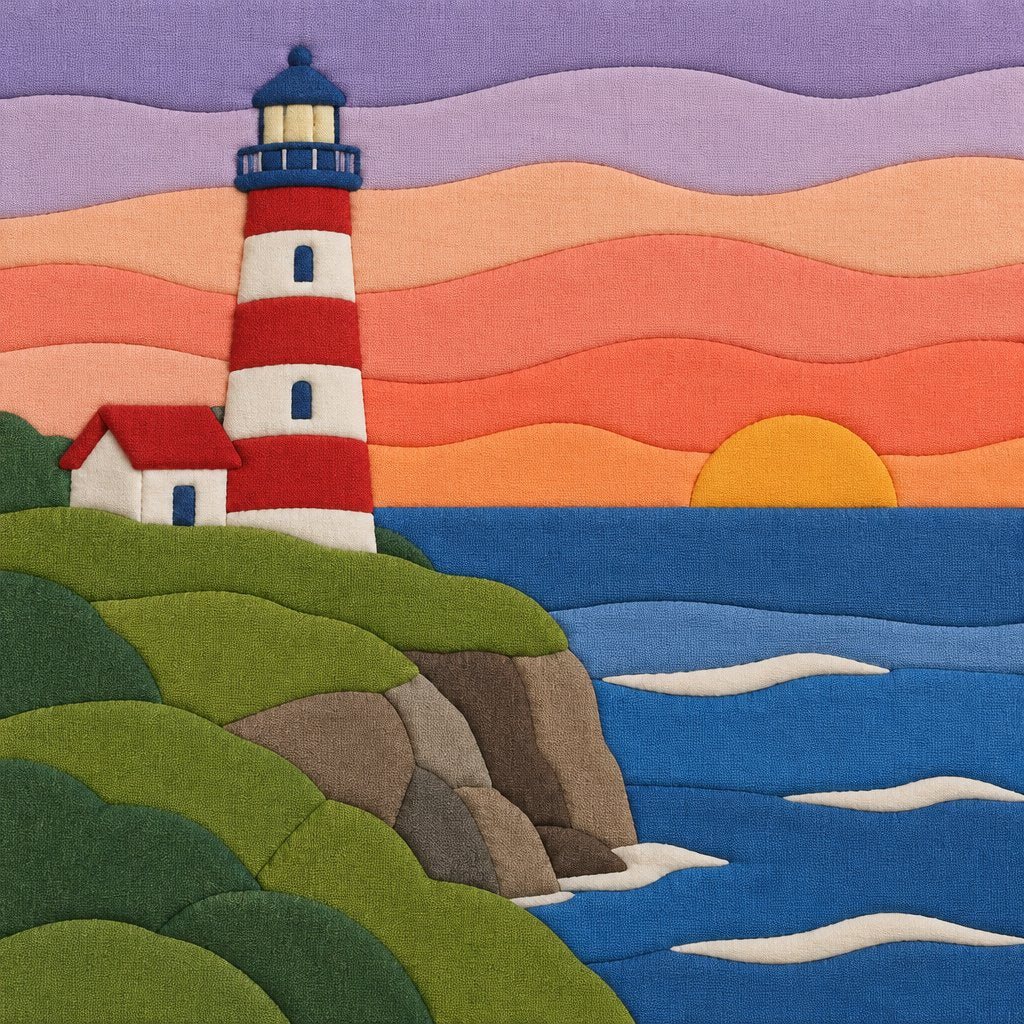 Sunset Lighthouse no-sew fabric art kit