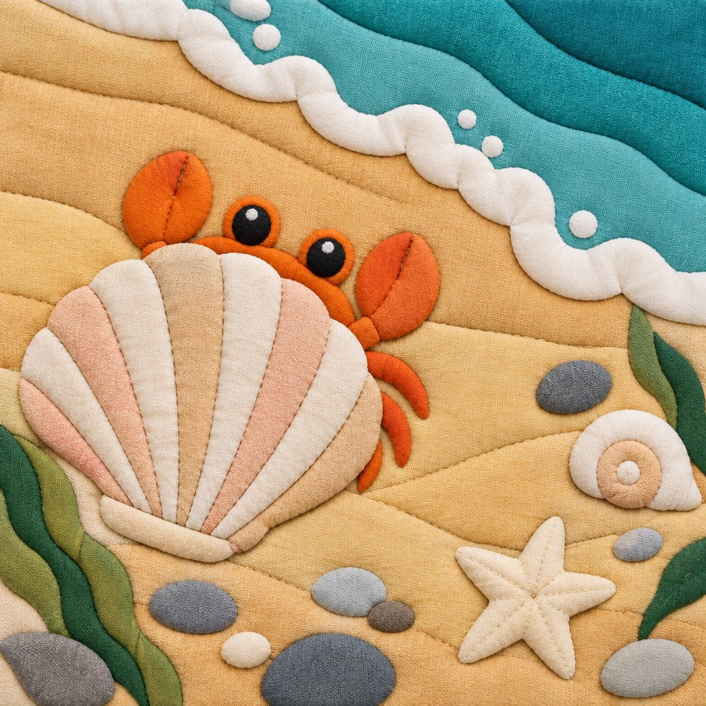 Shell & Crab – No-Sew Fabric Art Kit