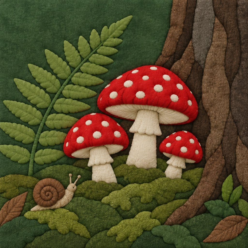 Forest Toadstools no-sew fabric art kit